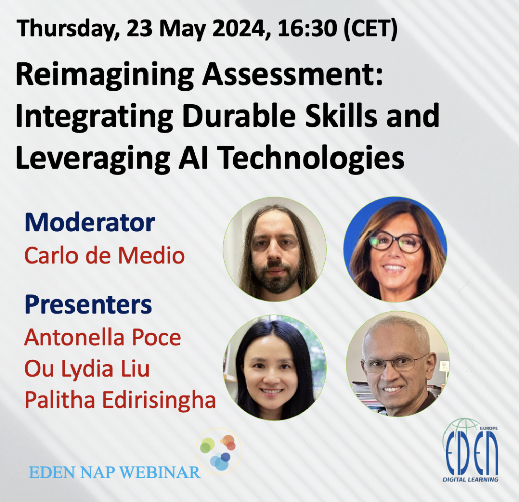 EDEN NAP Webinar – Reimagining Assessment: Integrating Durable Skills and Leveraging AI Technologies, May 23 at 16:30 (CET)